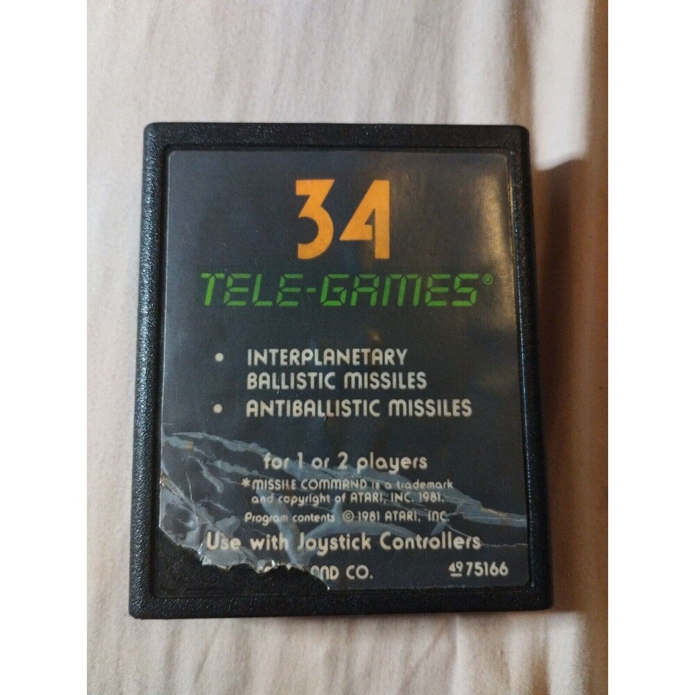 Missile Command for Atari 2600. Tested & Works. Vintage 1981 - Sears Text Label